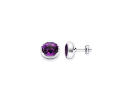 Cabochon Amethyst Gemstone Stud Earrings